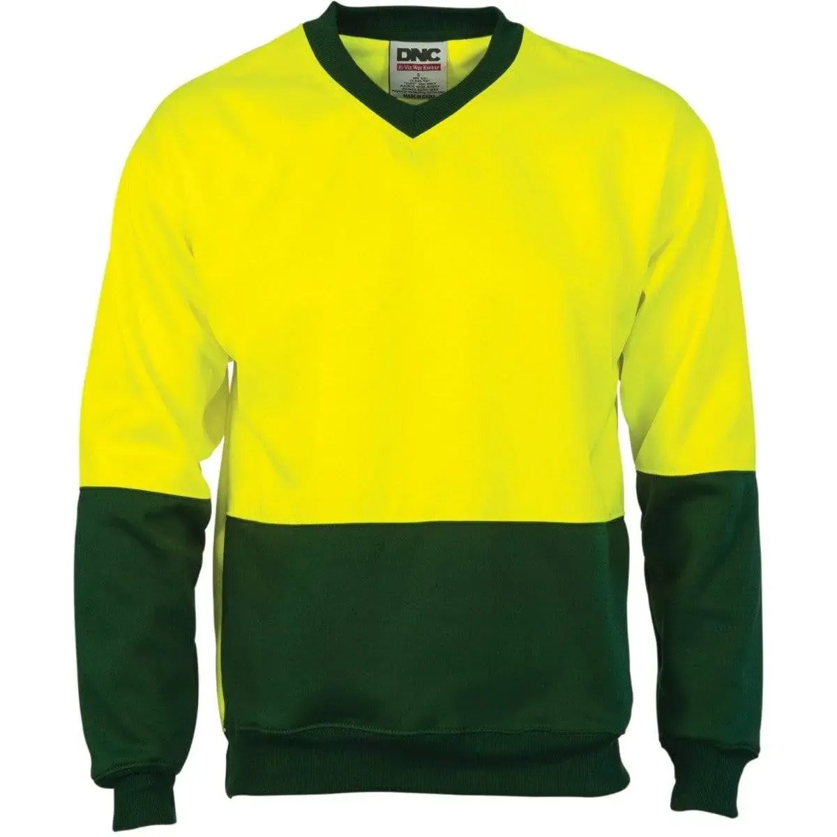 Dnc Workwear Hi-vis Two-tone Fleecy V-neck Sweatshirt (Sloppy Joe) - 3822